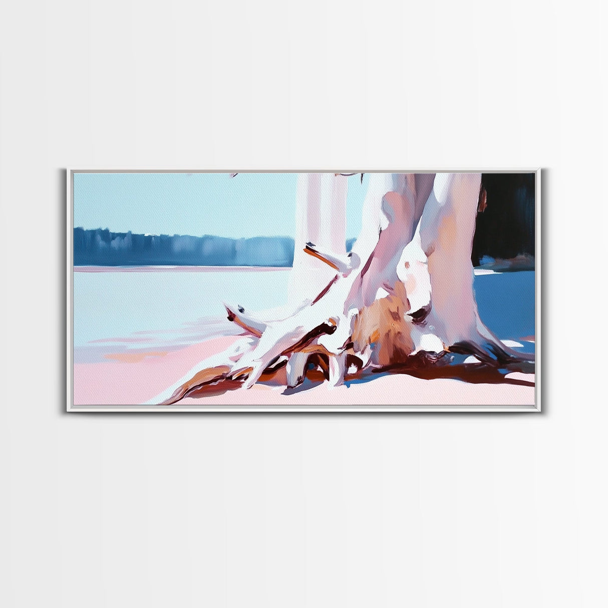 Lake Reflection, Tranquil Water, Nature Art, Peaceful Landscape, Forest Painting, Serene Aesthetic, Modern Minimalist, Canvas Print