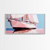 Sailing Boat, Nautical Wall Art, Ocean Reflection Print, Coastal Home Decor, Modern Seascape, Minimalist Living Room, Framed Canvas Print
