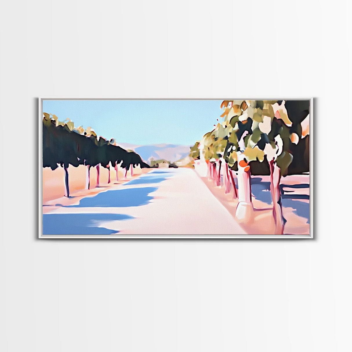 Vineyard Path, Rustic Landscape Print, Dining Room Wall Art, Framed Canvas Print, Nature Painting, Farmhouse Decor, Autumn Art