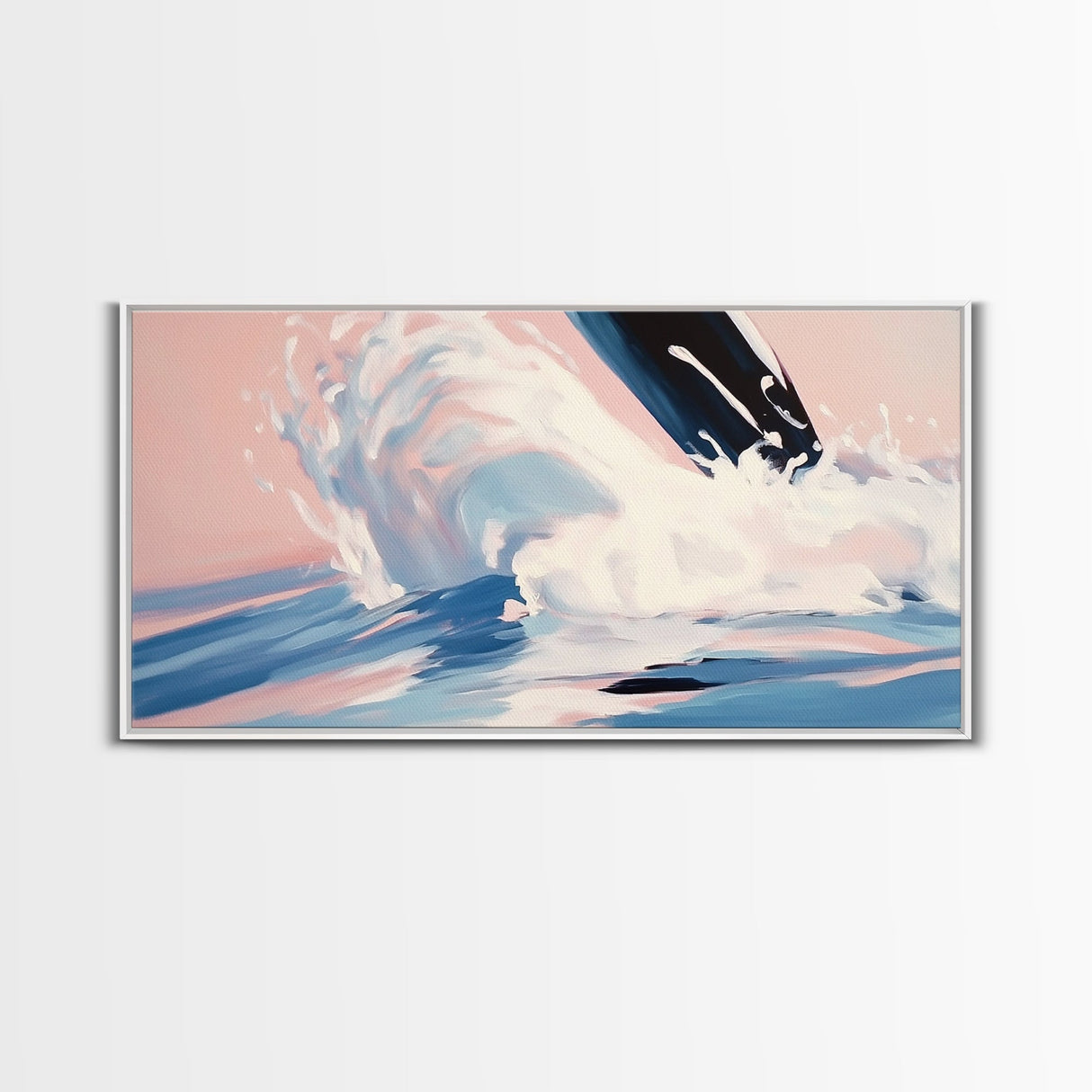 Splashing Wave, Surfer Art, Framed Canvas Print, Ocean Wall Art, Coastal Vibes, Modern Beach Decor, Nautical Artwork, Living Room Art