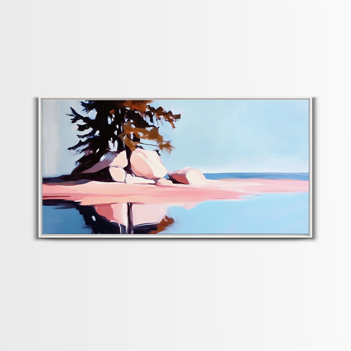 Lone Tree, Coastal Landscape, Canvas Print, Minimalist Nature Art, Tranquil Seascape, Modern Beach House Decor, Large Wall Art, Office