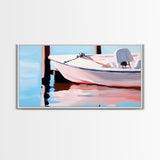 Sailboat Tranquility, Nautical Art, Minimalist Boho, Blue Coastal Decor, Calm Water Reflection, Serene Aesthetic, Canvas Print, Entryway