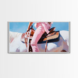 Western Rider, Cowgirl Art, Equestrian Wall Decor, Rustic Country Aesthetic, Pink and White Painting, Ranch Home Decor, Framed Canvas Print