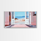 Open Door, Beach View, Coastal Escape, Minimalist Decor, Framed Canvas Print, Neutral Art, Living Room Wall Art, Boho Beach House Art
