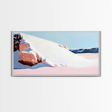 Sand Dunes, Ocean Breeze, Coastal Serenity, Pastel Beach, Framed Canvas Print, Minimalist Art, Modern Home Decor, Living Room Wall Art