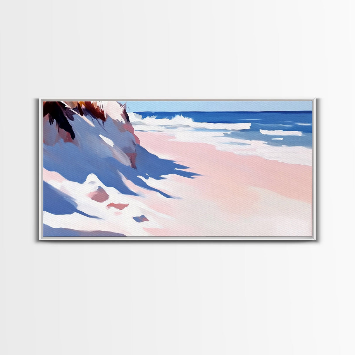 Ocean Waves, Coastal, Abstract, Canvas Print, Beach Wall Art, Living Room Decor, Modern Seascape, Blue and White, Nautical Theme