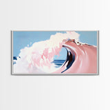 Ocean Wave, Surreal, Pink, Canvas Print, Coastal Wall Art, Dreamy Seascape, Beach House Decor, Modern Minimalist Painting, Unique