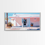Pink Desert, Midcentury House, Southwest Art, Boho Wall Decor, Modern Pastel Painting, Framed Canvas Print, Minimalist Home Decor
