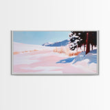 Snowy Landscape, Winter Art, Canvas Print, Christmas Wall Decor, Cozy Home Art, Minimalist Snow Scene, Holiday Art, Cabin Wall Decor