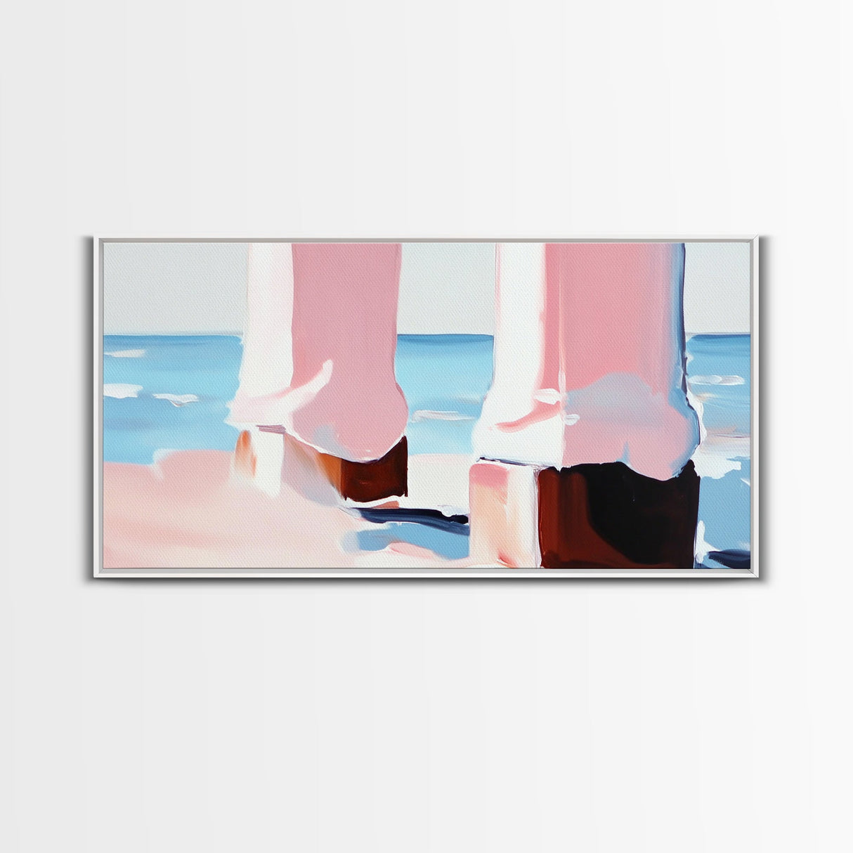 Coastal Pier, Beachside Serenity, Nautical Theme, Ocean Blue Artwork, Minimalist Coastal Art, Tranquil Scene, Canvas Print, Entryway