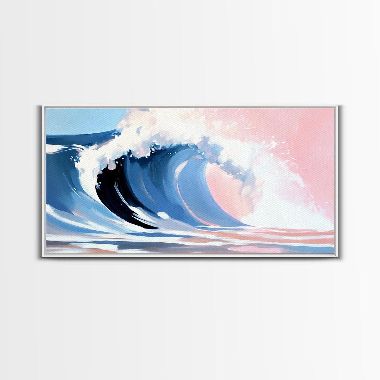 Ocean Wave, Surf Art, Framed Canvas Print, Coastal Decor, Beach House Wall Art, Pastel Seascape, Modern Home Aesthetic