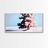 Winter Tree, Snowy Landscape, Framed Canvas Print, Minimalist Nature Art, Serene Wall Decor, Cozy Winter Aesthetic, Modern Wall Art