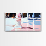 Garden Walk, Architectural Art, Framed Canvas Print, Elegant Wall Decor, Soft Pastel Painting, Modern Aesthetic, Classical Outdoor Scene