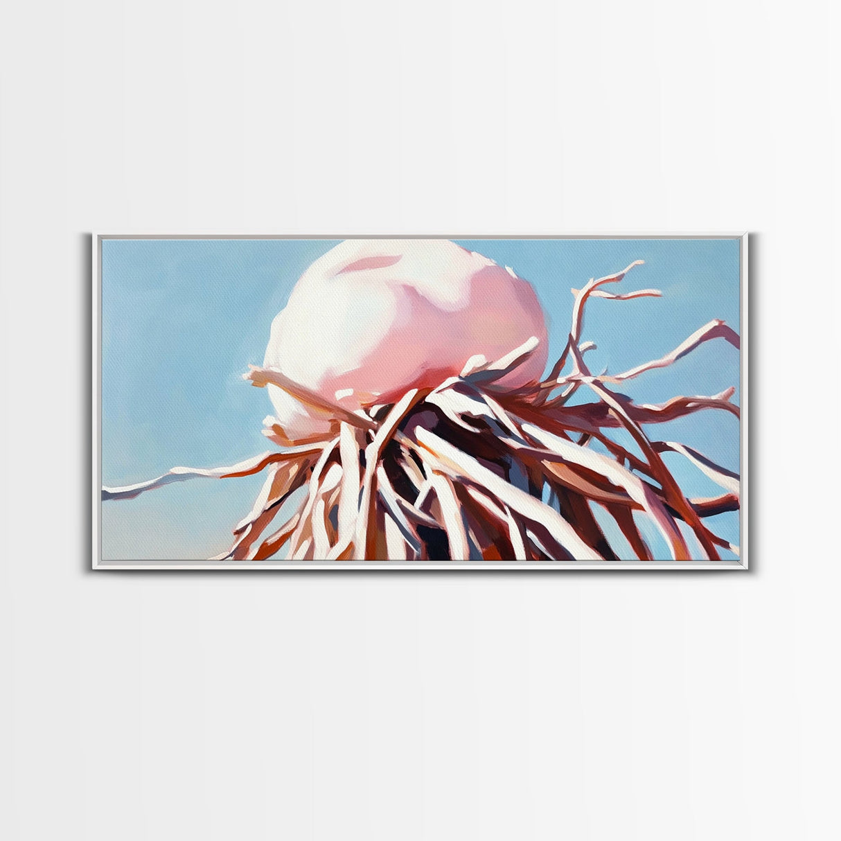 Jellyfish Art, Underwater Fantasy, Oceanic Decor, Ethereal Sea Life, Modern Coastal Home, Blue and Pink Palette, Canvas Print