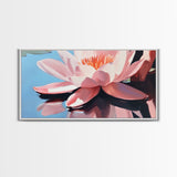Lotus, Reflection, Blue Water, Framed Canvas Print, Floral Art, Zen Decor, Meditation Wall Art, Modern Botanical, Serene Home Decor
