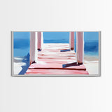 Pier View, Ocean Serenity, Minimalist Art, Beach House Wall Art, Modern Seascape, Living Room Decor, Canvas Print, Relaxing Aesthetic