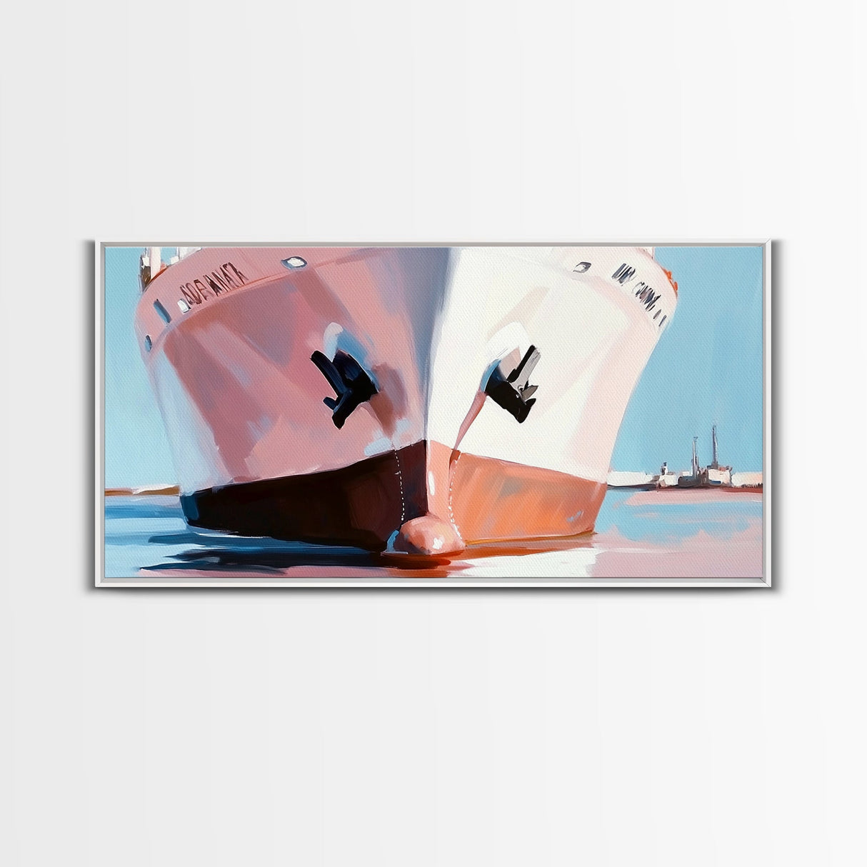 Cargo Ship, Nautical Wall Art, Coastal Decor, Modern Maritime Print, Minimalist Ocean Art, Framed Canvas Print, Office or Living Room Decor