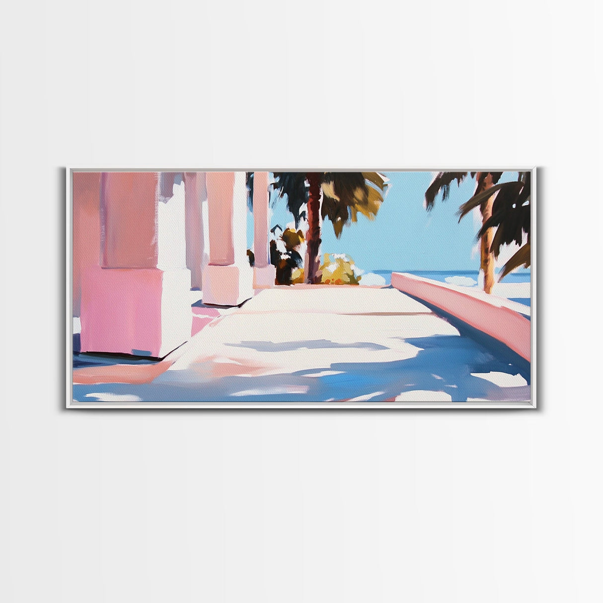 Palm Trees, Ocean View, Coastal Retreat, Canvas Print, Tropical Wall Art, Beach House Decor, Living Room Painting, Modern Minimalist Art