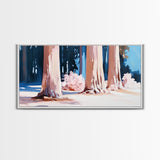 Sunset Forest, Golden Hour, Serene Nature, Canvas Print, Fall Wall Decor, Living Room Painting, Tranquil Art, Minimalist Woodland Art