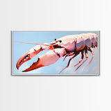 Lobster Art, Seafood Kitchen, Coastal Decor, Nautical Art, Framed Canvas Print, Ocean Inspired Wall Art, Beach House Aesthetic, Modern Artwork