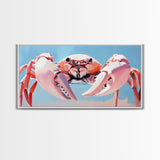 Crab Illustration, Ocean Life, Coastal Kitchen, Beach House Wall Art, Canvas Print, Nautical Artwork, Seaside Aesthetic, Marine Art