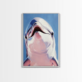 Dolphin Smile, Ocean Wildlife, Playful Sea Art, Coastal Decor, Nautical Wall Art, Canvas Print, Kids Room Art, Marine Animal Painting