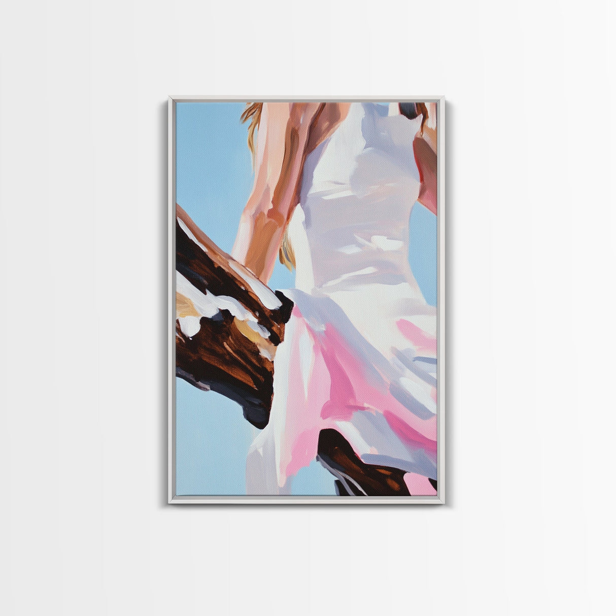 Summer Dress, Breezy Style, Feminine Art, Carefree Vibes, Romantic Aesthetic, Canvas Print, Bedroom Wall Art, Modern Fashion Painting
