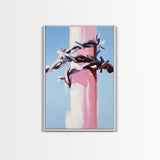 Barbed Wire, Western Art, Modern Minimalist, Soft Color Contrast, Framed Canvas Print, Cowboy Aesthetic, Dramatic Statement Piece