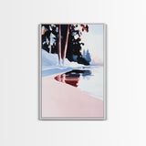 Winter Forest, Snowy Pines, Lake Reflection, Seasonal Wall Decor, Framed Canvas Print, Minimalist Landscape, Cozy Wall Art, Cabin Decor