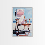 Beach Chair, Relaxing Art, Seaside Escape, Summer Vibes, Canvas Print, Coastal Home Decor, Boho Aesthetic, Minimalist Beach Scene