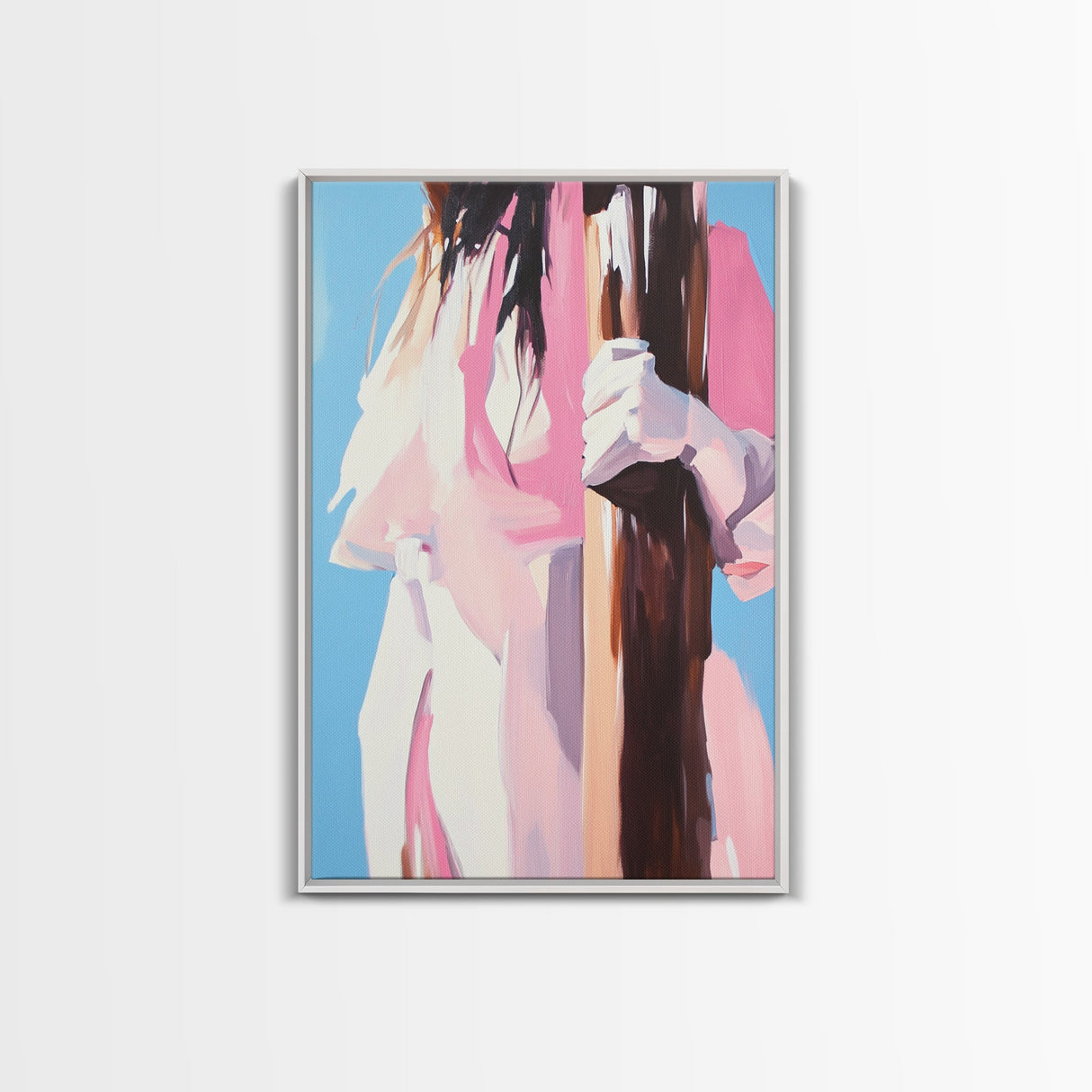 Woman Holding Tree, Abstract Portrait, Canvas Print, Feminine Art, Modern Wall Decor, Minimalist Wall Art, Aesthetic Painting