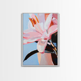 Pink Lily, Floral Painting, Modern Flower Wall Art, Framed Canvas Print, Bedroom Decor, Feminine Aesthetic, Boho Botanical Art
