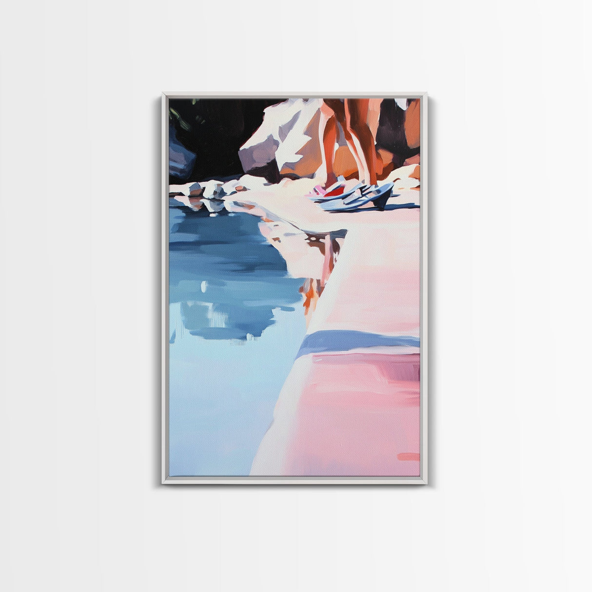 Poolside Reflection, Summer Wall Art, Coastal Aesthetic, Modern Art, Beach House Decor, Relaxation Theme, Canvas Print, Minimalist Style