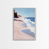 Ocean Waves, Coastal Art, Beach House Print, Nautical Wall Art, Framed Canvas Print, Modern Seascape, Minimalist Decor, Blue Tones