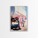 Wagon, Vintage Country, Rustic, Old West, Americana, Farmhouse, Minimalist, Warm Tones, Travel, Aesthetic, Framed Canvas Print