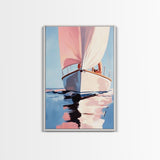 Sailboat Serenity, Nautical Decor, Ocean Reflections, Framed Canvas Print, Coastal Wall Art, Minimalist Seascape, Living Room Art