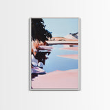 Tranquil Lake, Serene Nature, Reflection Landscape, Framed Canvas Print, Cozy Wall Art, Minimalist Home Decor, Bedroom Artwork