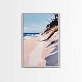 Beach Path, Coastal Art, Modern Seascape, Framed Canvas Print, Ocean Wall Art, Minimalist Beach Painting, Bedroom Wall Decor