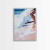 Ocean Waves, Abstract Beach Art, Coastal Home Decor, Framed Canvas Print, Nautical Painting, Seaside Artwork, Living Room Wall Art