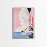 Ocean Wave, Splash Art, Abstract Beach, Coastal Wall Art, Framed Canvas Print, Watercolor Style, Living Room Decor, Nautical Art