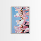 Magnolia Blossom, Pink Flowers, Botanical Wall Art, Minimalist Floral, Framed Canvas Print, Spring Aesthetic, Bedroom Decor, Nature Art