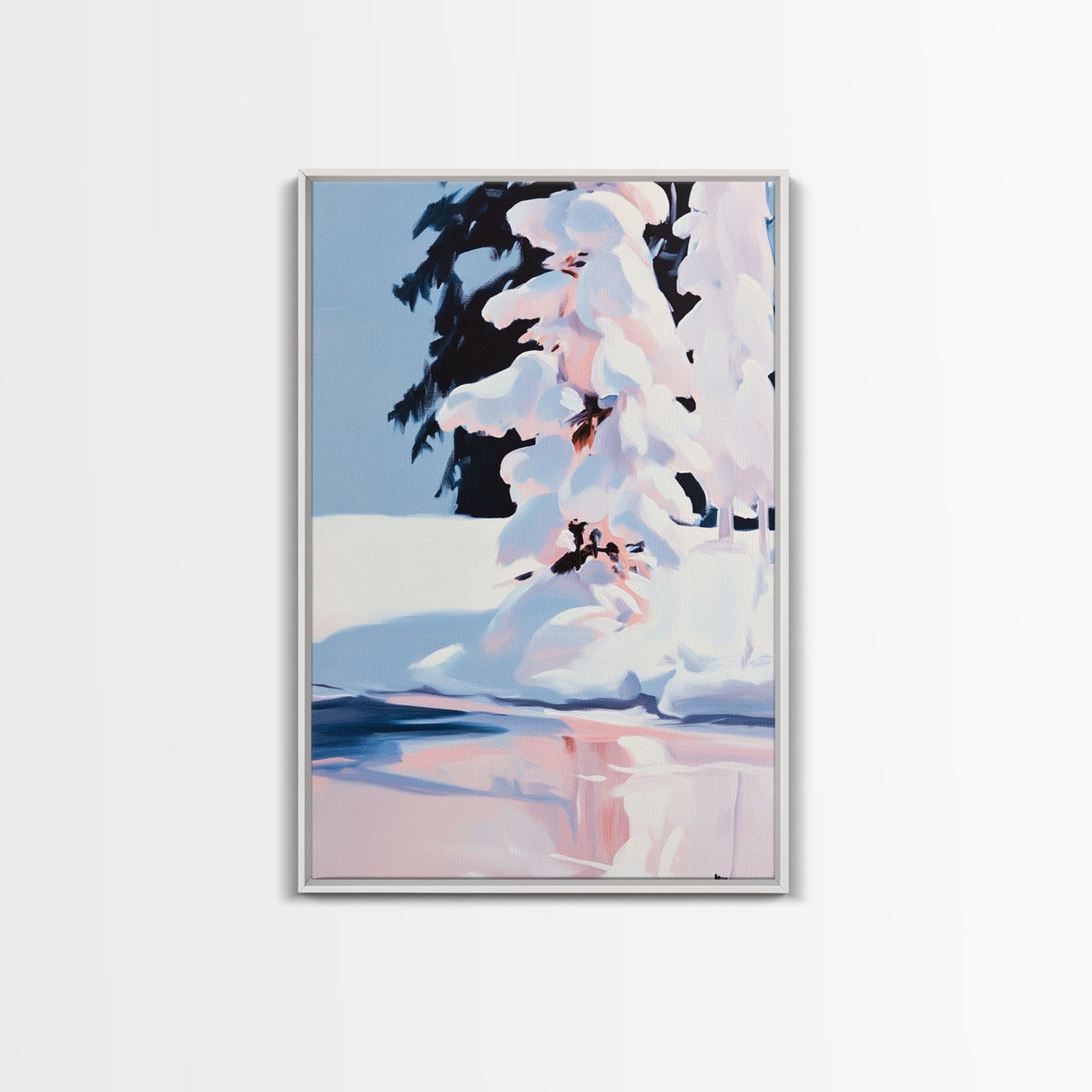 Winter Trees, Snow Covered Pines, Holiday Aesthetic, Cozy Christmas Wall Art, Frosty Forest Scene, Scandinavian Decor, Canvas Print