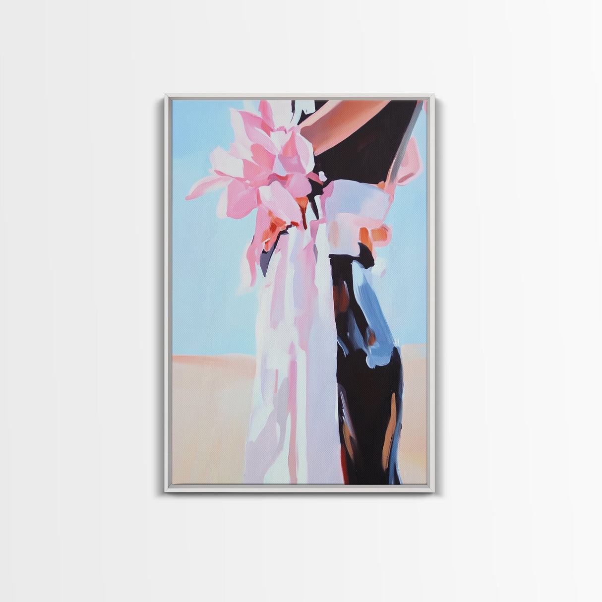 Floral Fashion, Bold Feminine Art, Chic Boho Aesthetic, Modern Home Decor, Stylish Living Room Wall Art, Framed Canvas Print