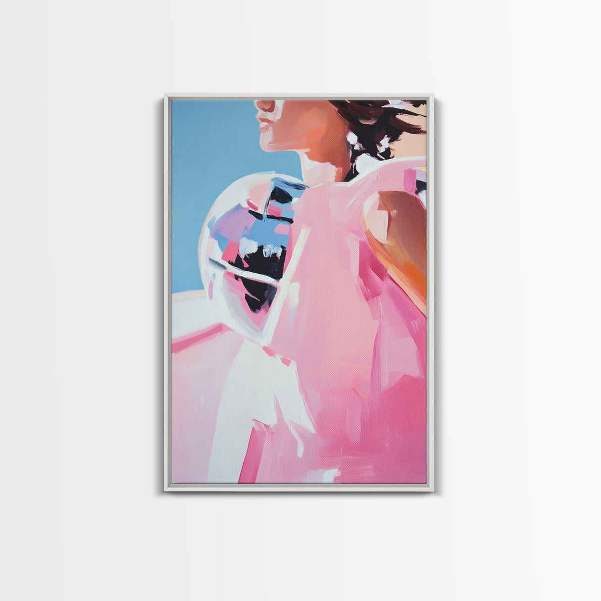 Mirror Ball, Feminine Glam Art, Abstract Reflection, Soft Pastel Aesthetic, Modern Minimalist Decor, Living Room Wall Art, Canvas Print