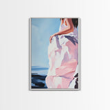 Elegant Woman, Fashion Art, Feminine Aesthetic, Minimalist Painting, Chic Wall Art, Soft Pastel Decor, Canvas Print, Bedroom Wall Art