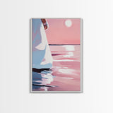 Sunset Reflection, Ocean Wall Art, Romantic Aesthetic, Beach Lover Gift, Pastel Painting, Canvas Print, Living Room Wall Art