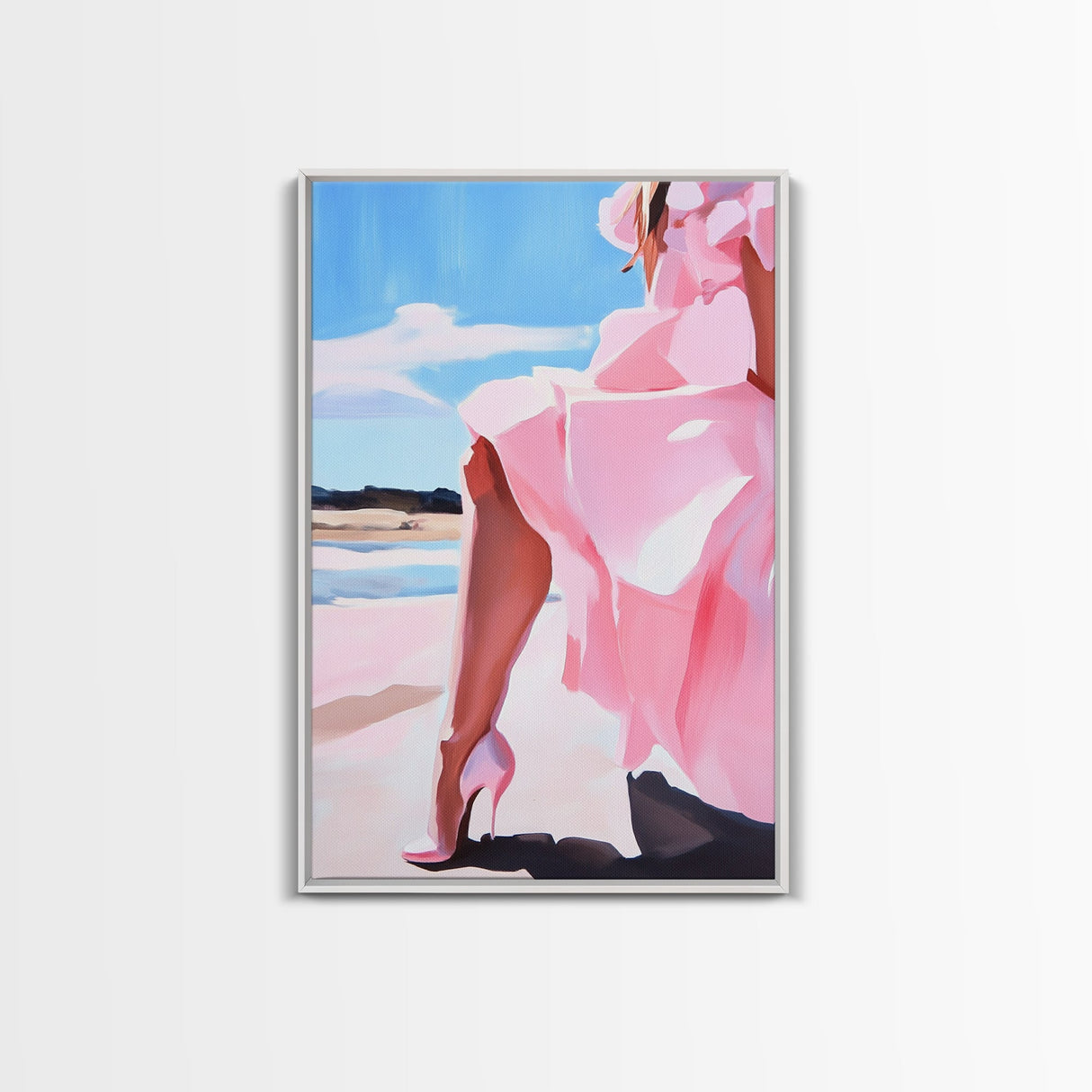 Elegant Dress, Fashion Wall Art, Feminine Aesthetic, Chic Decor, Stylish Woman, Soft Pastels, Modern Minimalist, Canvas Print