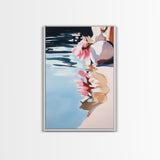 Floral Reflection, Dreamy Water Art, Framed Canvas Print, Romantic Pastel Painting, Boho Home Decor, Nature Artwork, Zen Aesthetic