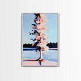 Winter Tree, Snowy Landscape, Serene Nature Scene, Scandinavian Minimalist, Peaceful Wall Art, Canvas Print, Framed Canvas Print
