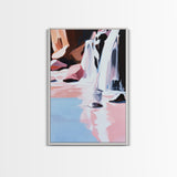 Waterfall, Floral Abstract, Pink Tones, Framed Canvas Print, Dreamy Nature Art, Romantic Wall Decor, Aesthetic Bedroom Art, Serene Style